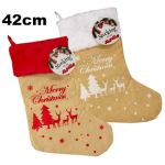 Printed Hessian Christmas Stocking - 42cm